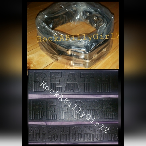 Sourpuss DEATH BEFORE DISHONOR Embossed Thick 100% Leather Belt Removable Buckle - Picture 14 of 14